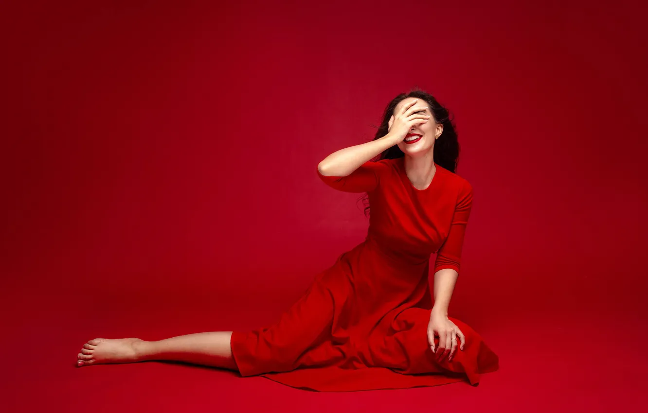 Photo wallpaper pose, model, portrait, Veronica, makeup, figure, dress, brunette