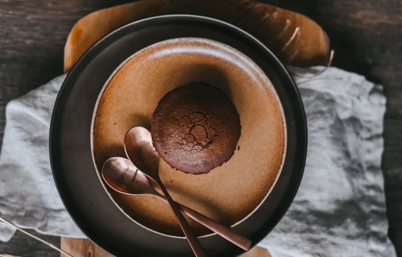 Photo wallpaper saucer, cupcake, spoon