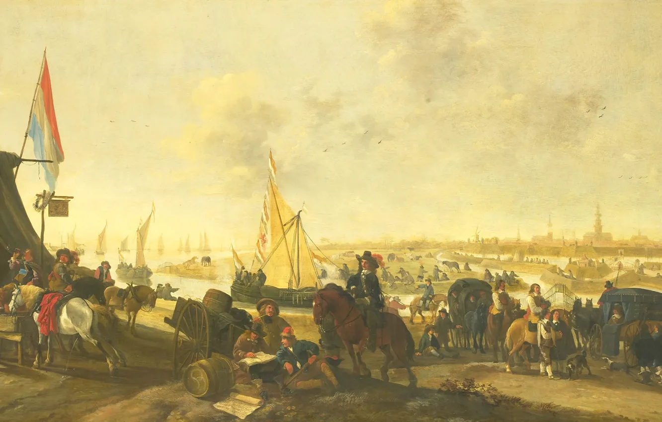 Photo wallpaper tree, oil, picture, Hendrik de Meyer, The Conquest Of The City Of Hulst By The …