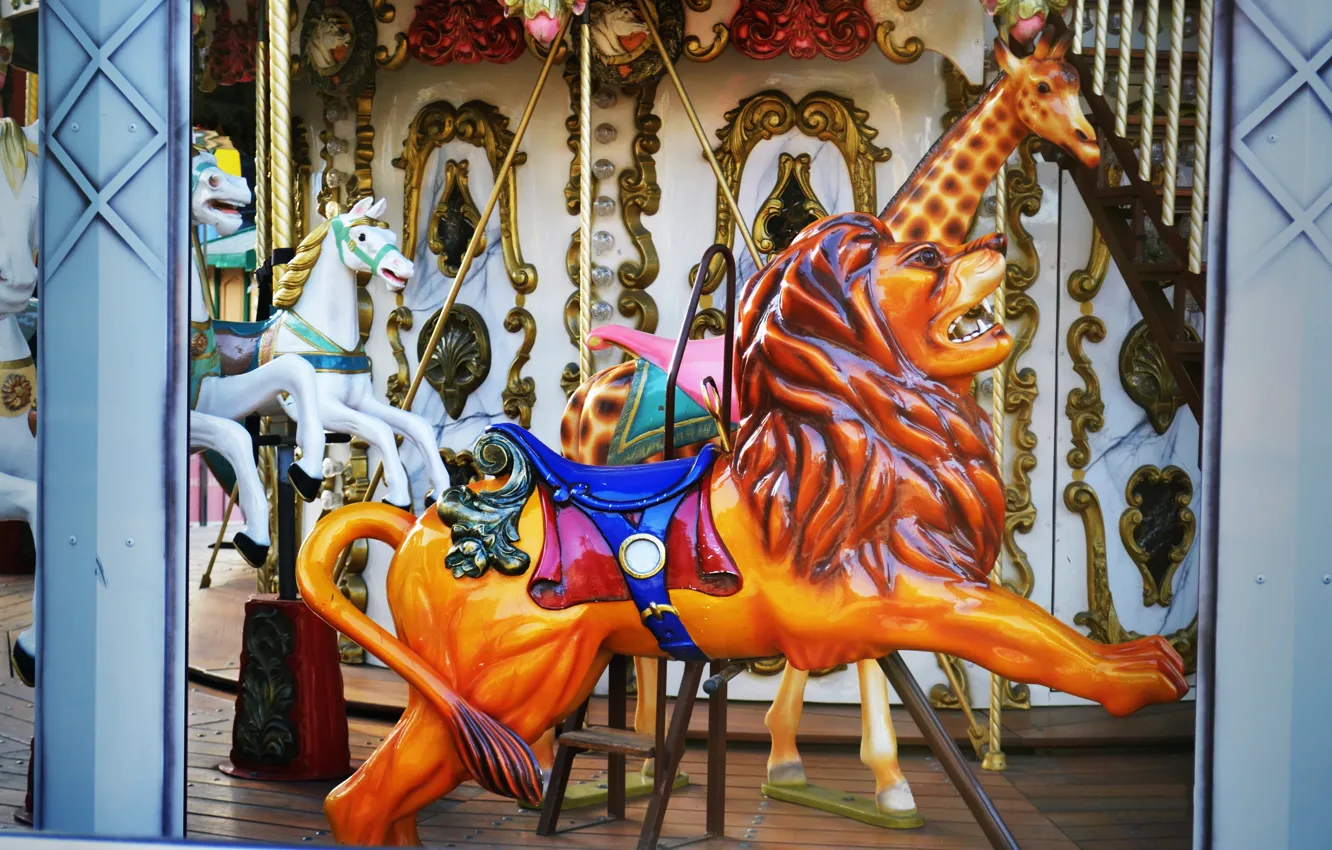 Photo wallpaper childhood, horse, Leo, carousel
