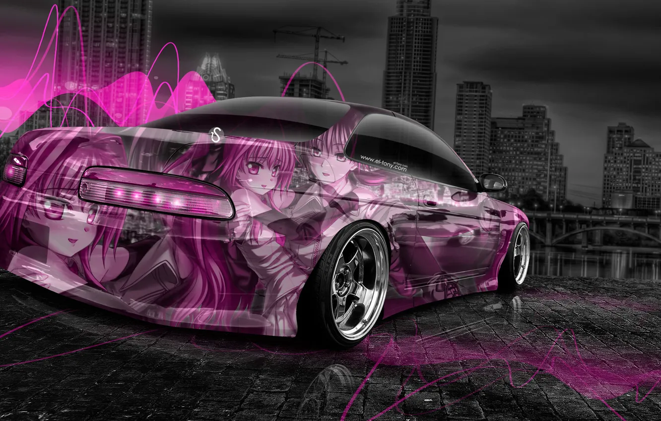 Photo wallpaper Design, Pink, Neon, Wallpaper, Pink, City, Anime, Toyota