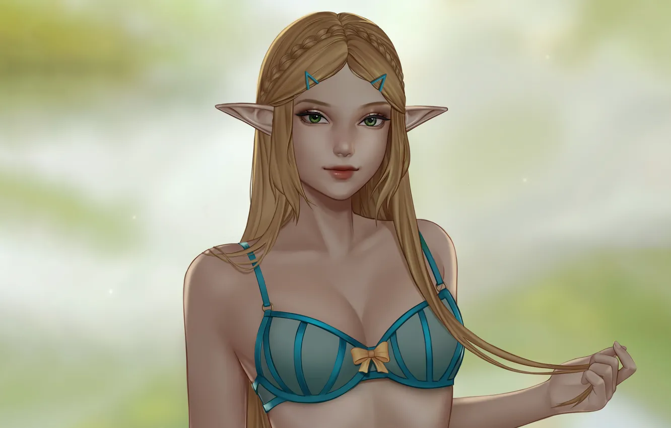 Photo wallpaper girl, sexy, lingerie, bra, cleavage, long hair, boobs, anime