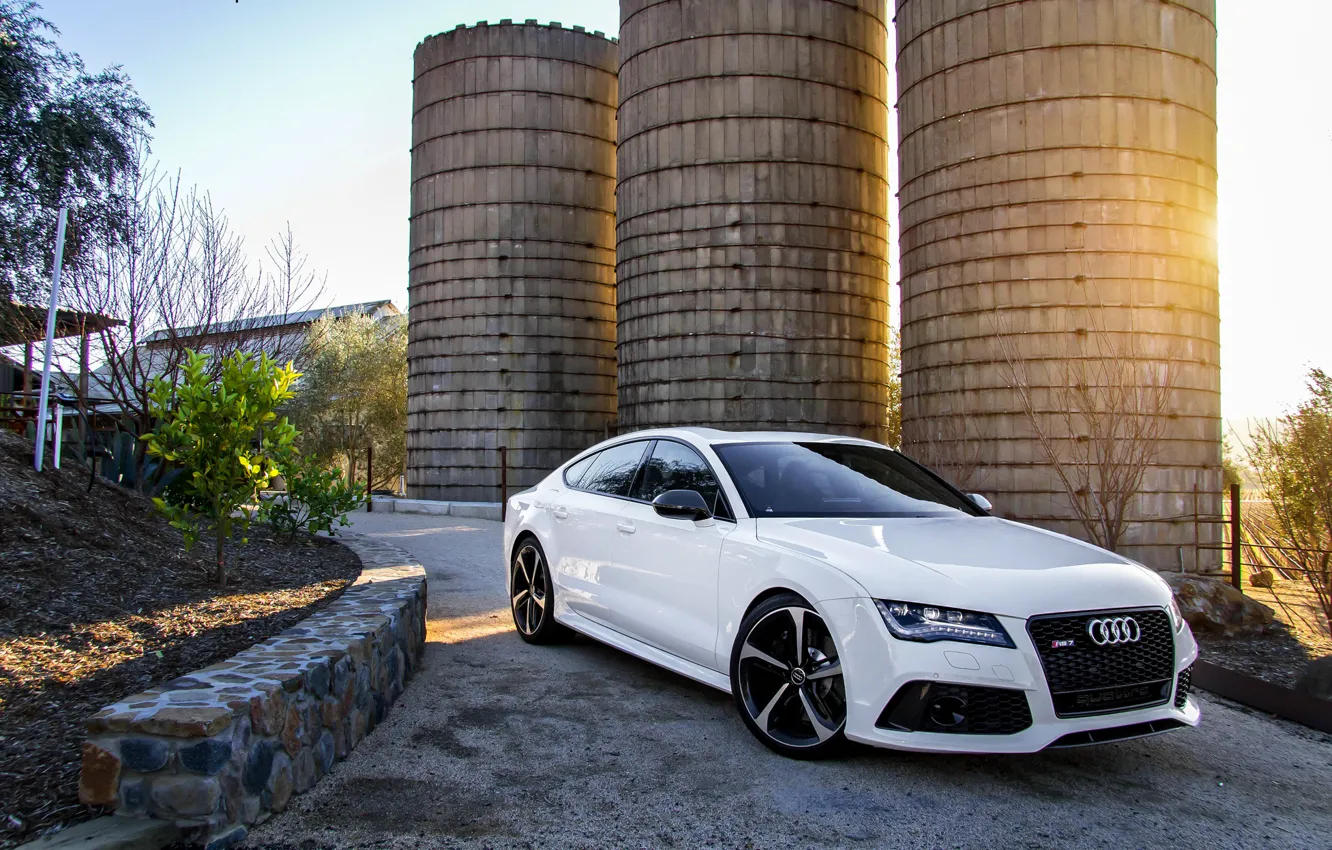 Photo wallpaper Audi, Audi, white, white, front, RS7