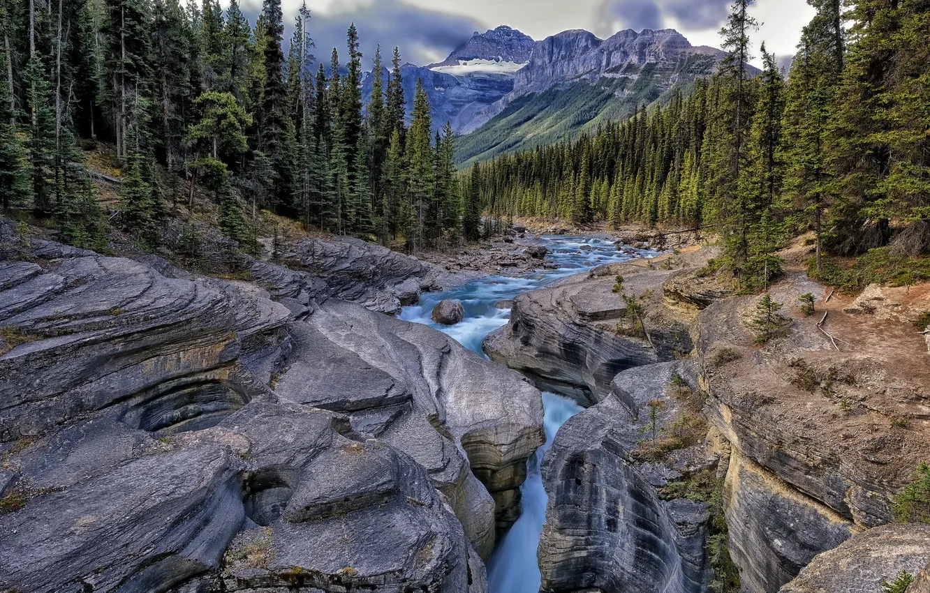 Photo wallpaper landscape, mountains, river