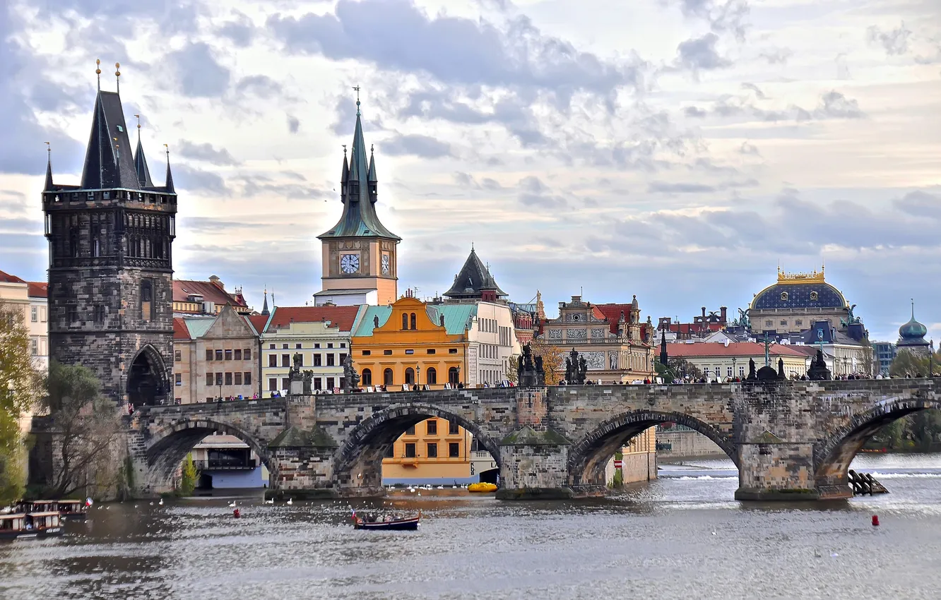 Photo wallpaper home, Prague, Czech Republic, Charles bridge, the Vltava river