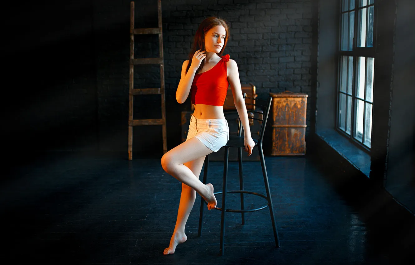 Photo wallpaper red, girl, view, beauty, cool, Mike, Very, Sierra Charmington