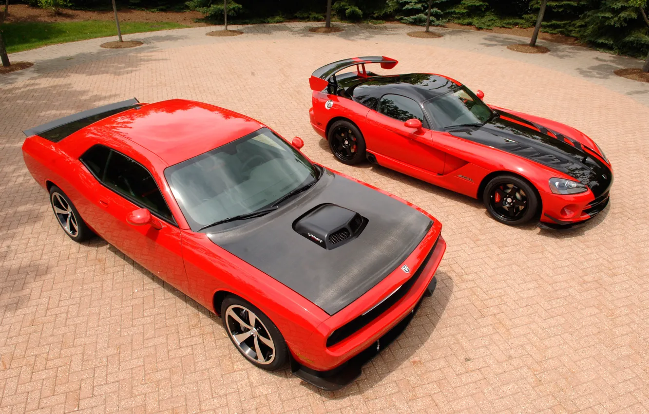 Photo wallpaper viper, dodge, challenger, 2009, two beauties