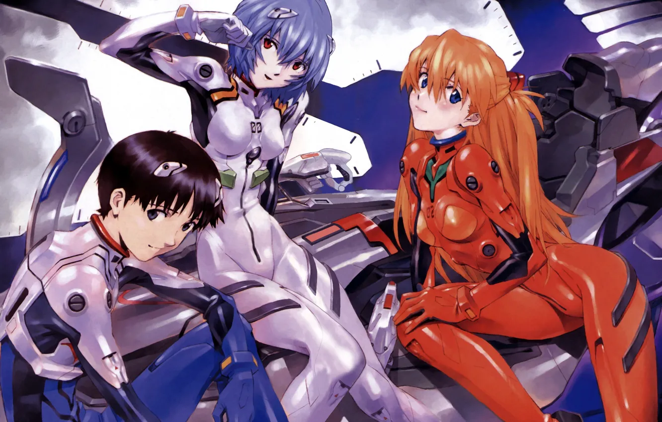 Photo wallpaper girl, costume, fur, girl, Eva, Evangelion, fur, Ayanami Rei