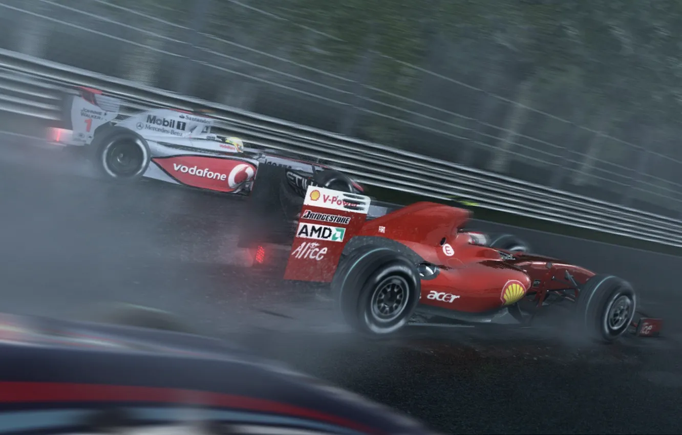 Photo wallpaper ferrari, rain, race, mclaren, Grand Prix