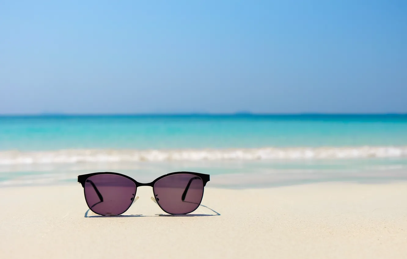 Photo wallpaper sand, sea, beach, summer, stay, glasses, summer, beach