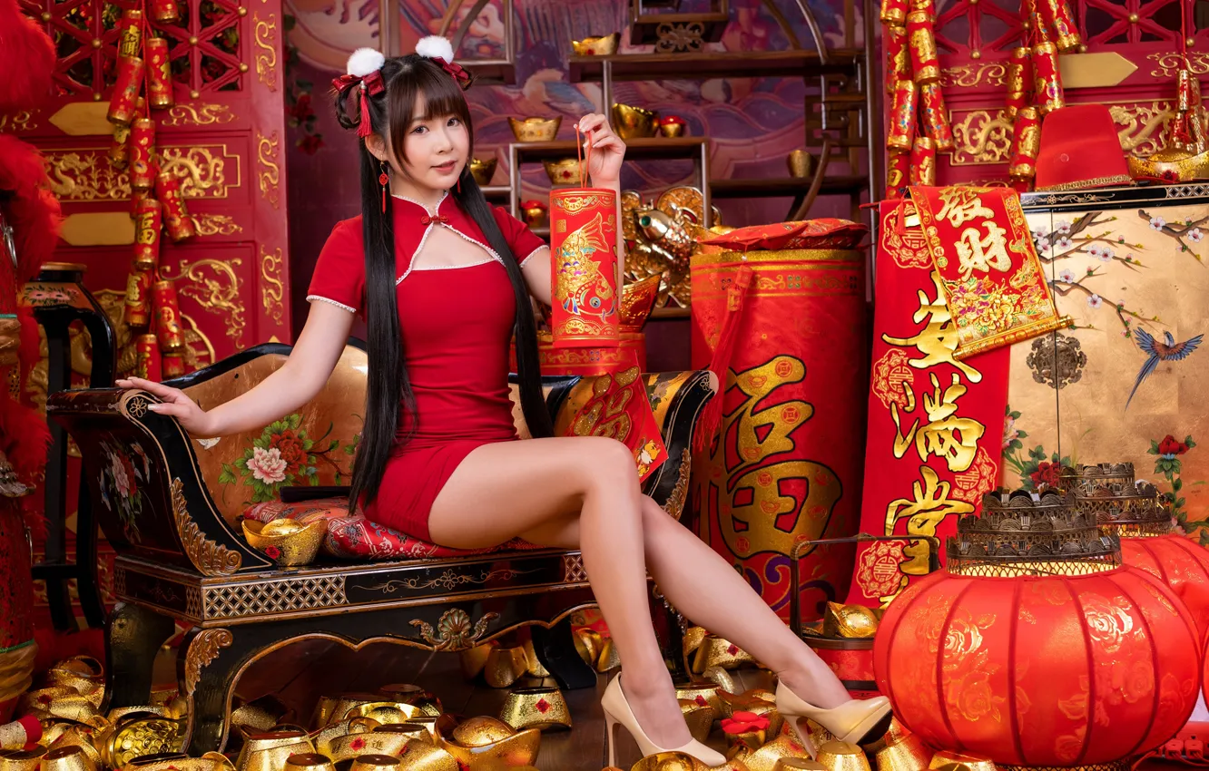 Photo wallpaper look, decoration, sexy, pose, style, sofa, model, portrait