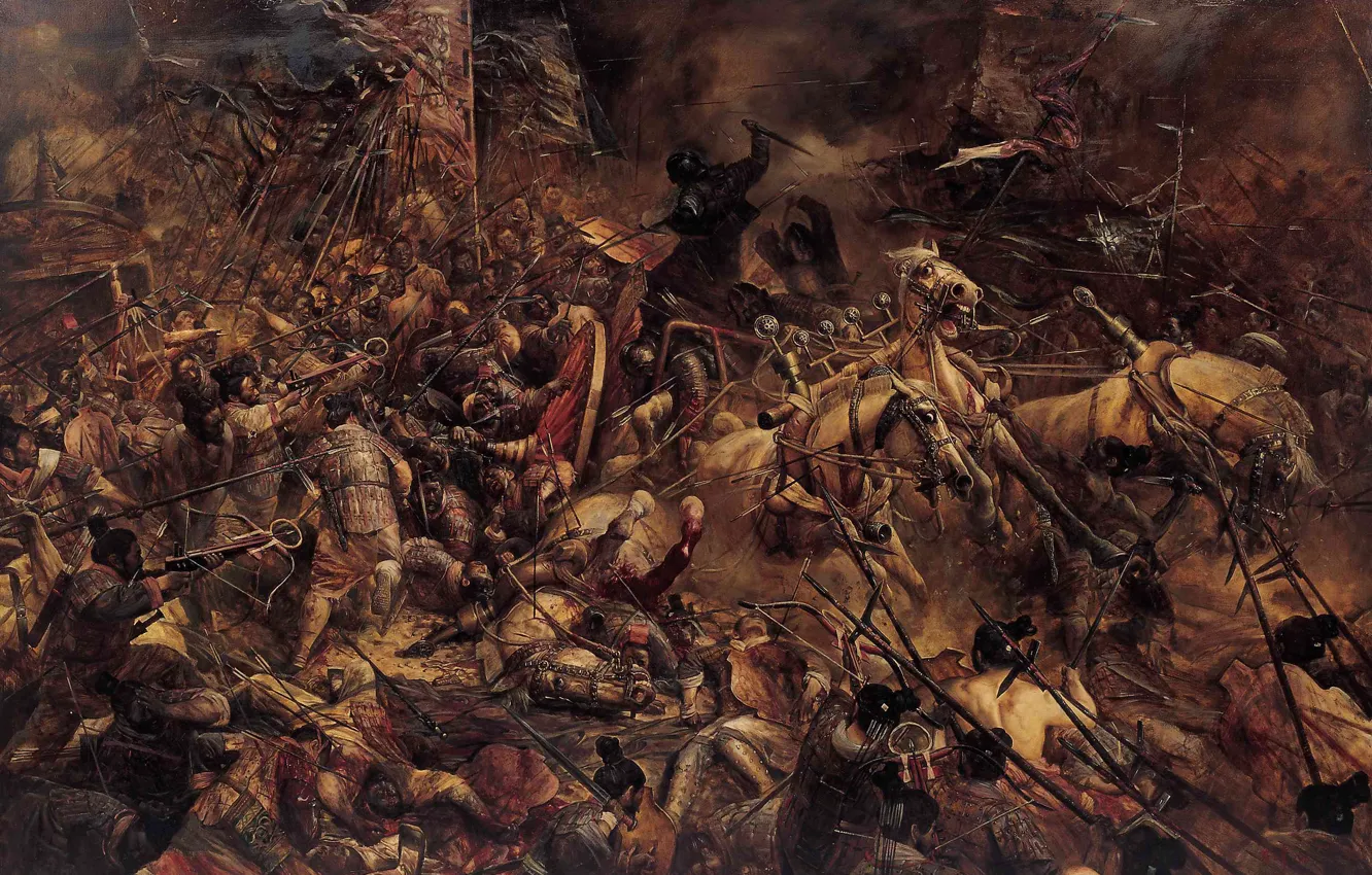 Photo wallpaper soldiers, war, battle, horse, Warriors