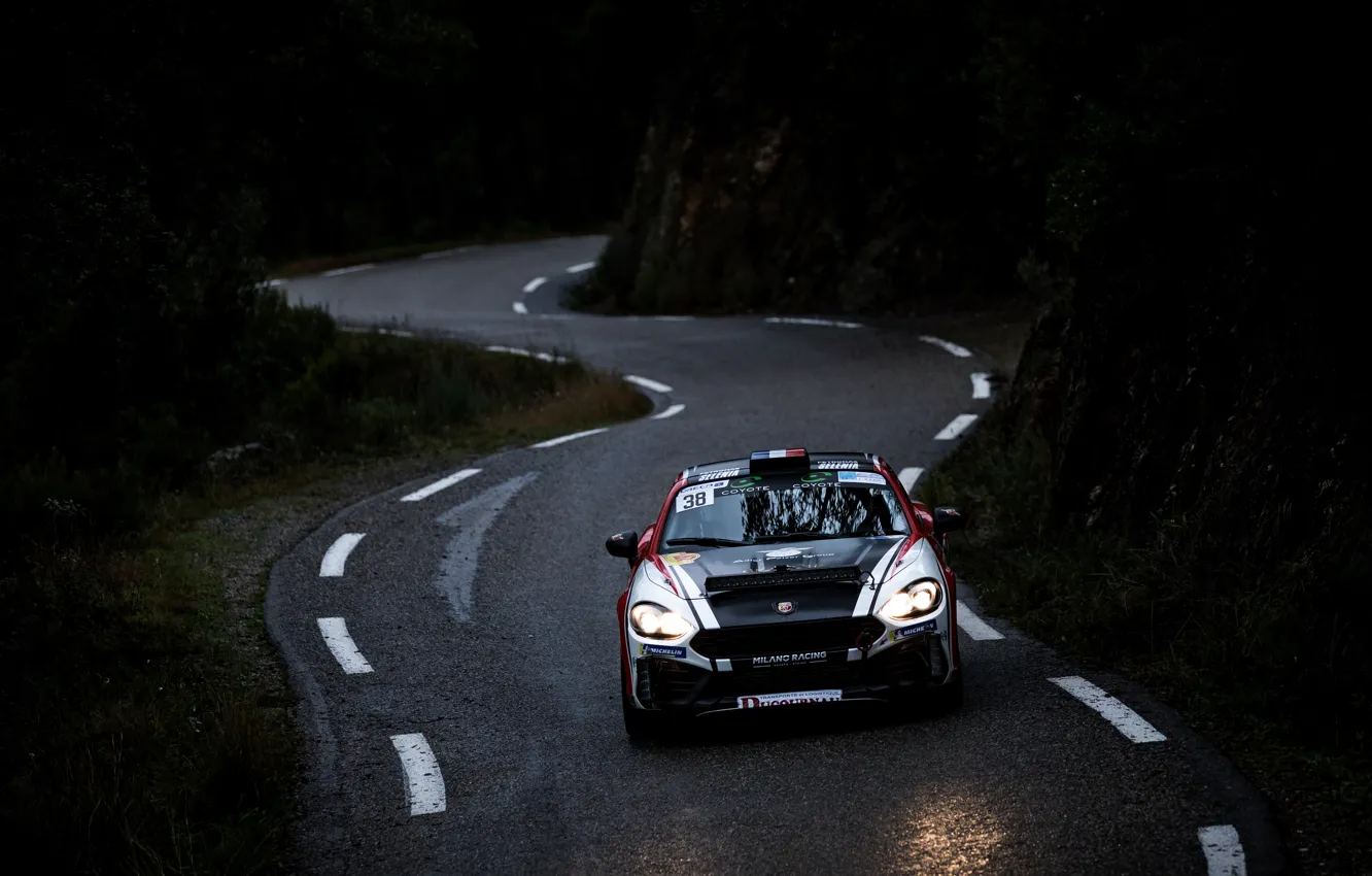 Photo wallpaper road, dark, rally, 2018, Abarth, 124 Rally