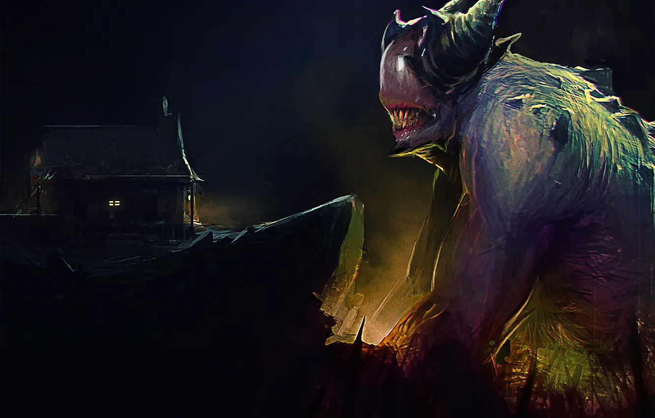 Photo wallpaper night, home, monster, art