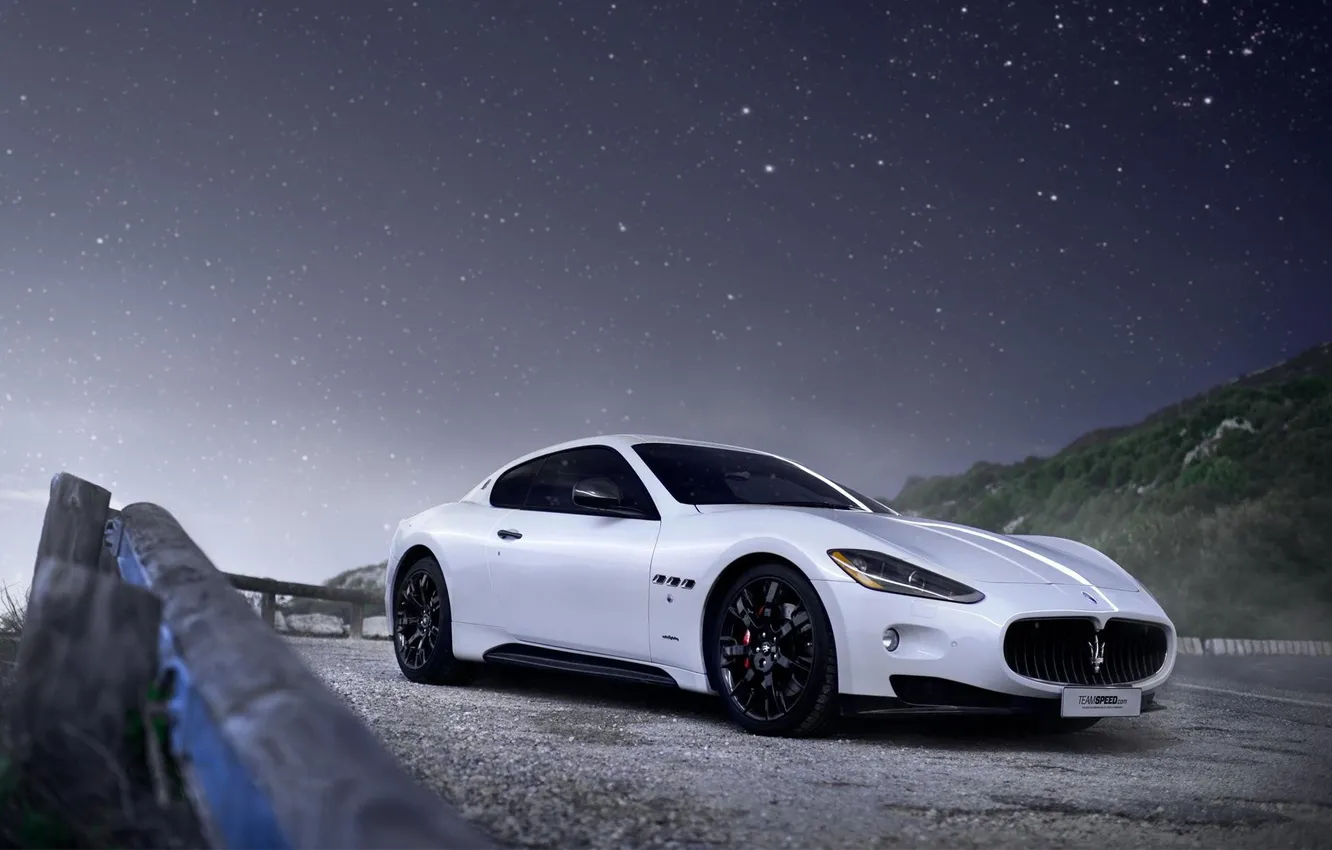 Photo wallpaper stars, night, Maserati, maserati granturismo