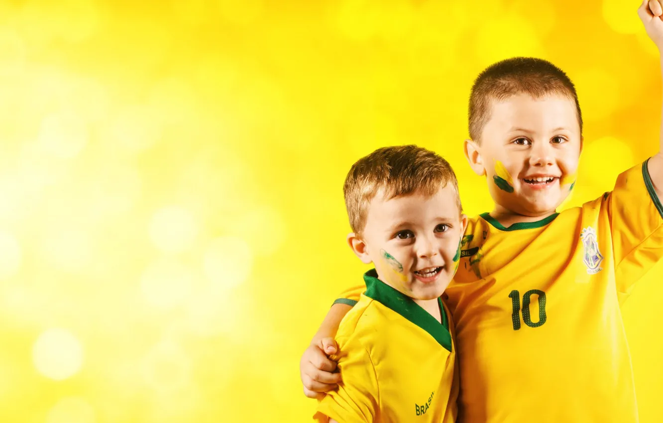 Photo wallpaper wallpaper, smile, football, Brazil, fans, Happy, kids