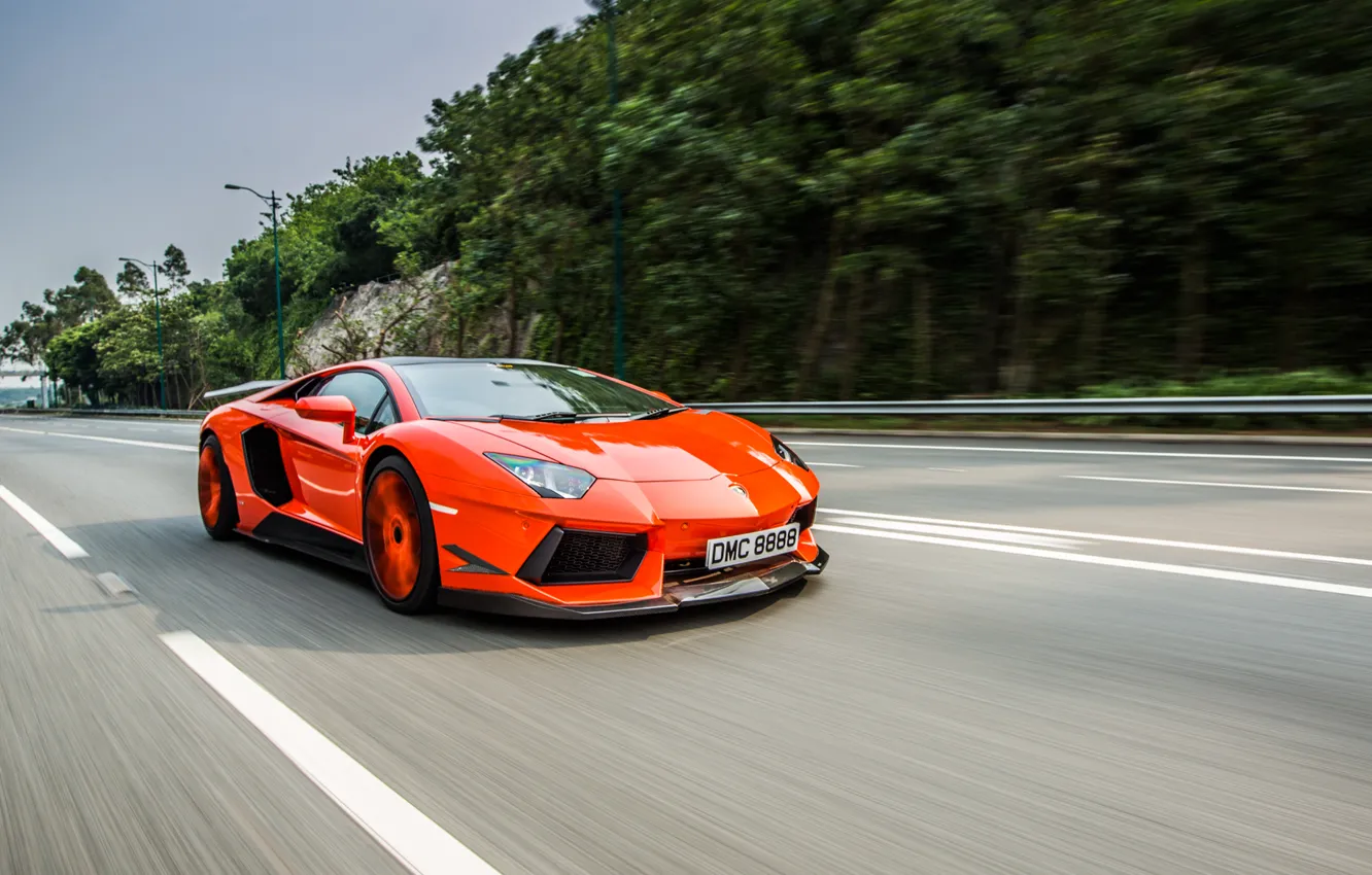 Photo wallpaper car, Lamborghini, road, DMC, speed, Aventador, LP900-4