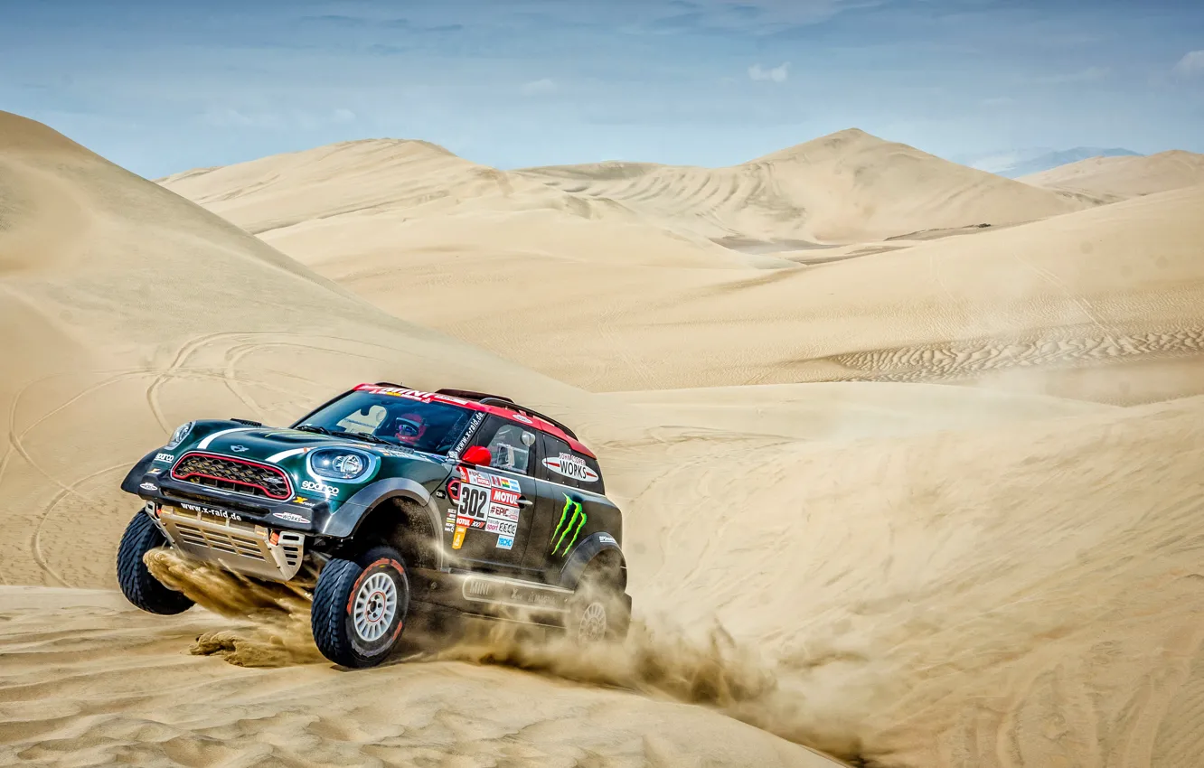 Photo wallpaper Sand, Mini, Sport, Desert, Speed, Race, 302, Rally
