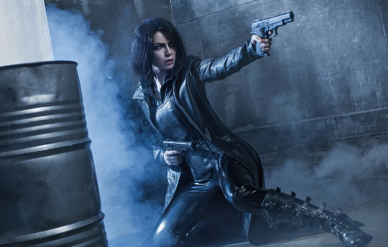 Photo wallpaper girl, pose, weapons, wall, model, Another world, Underworld, barrel