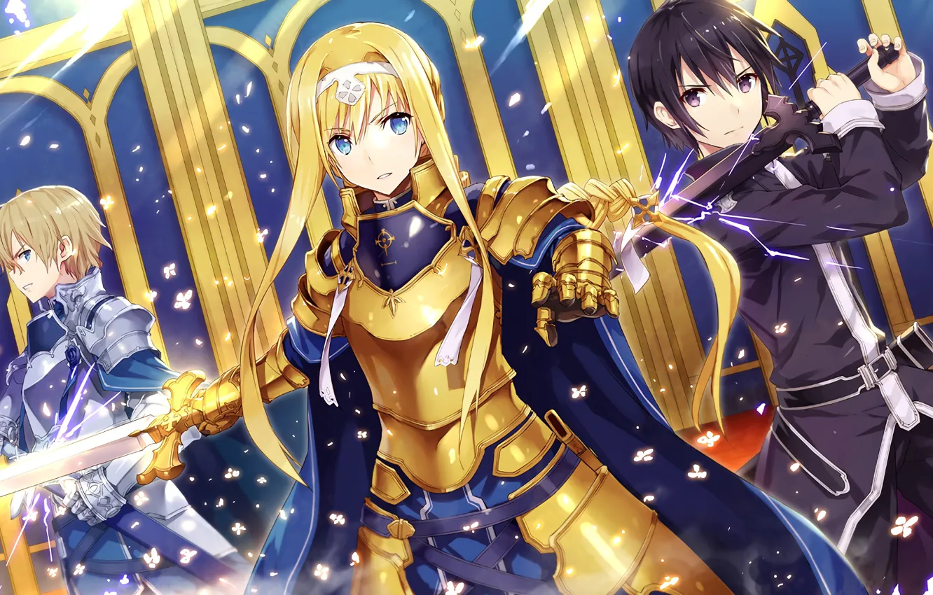 Photo wallpaper kawaii, girl, sword, gold, armor, anime, beautiful, pretty