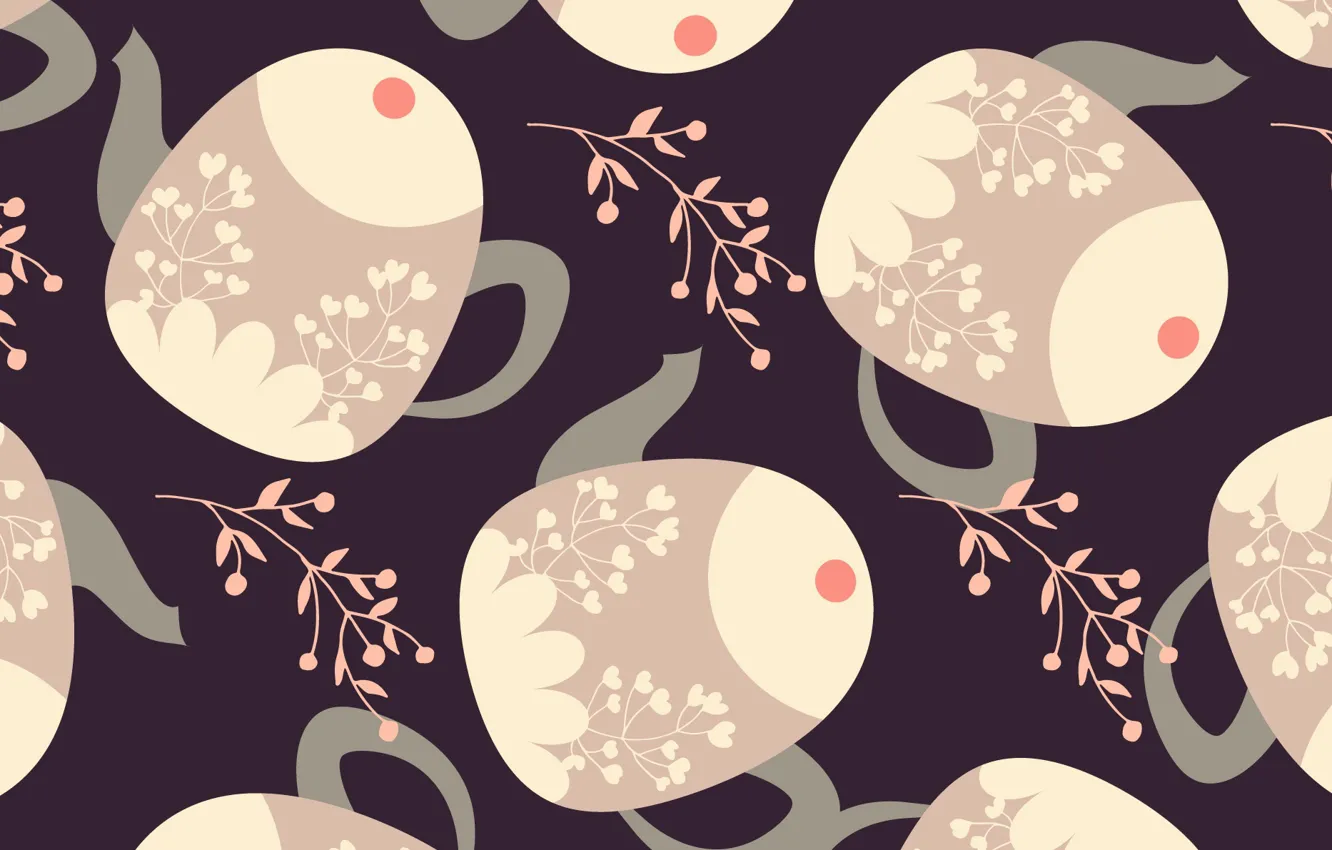 Photo wallpaper branches, background, texture, kettle