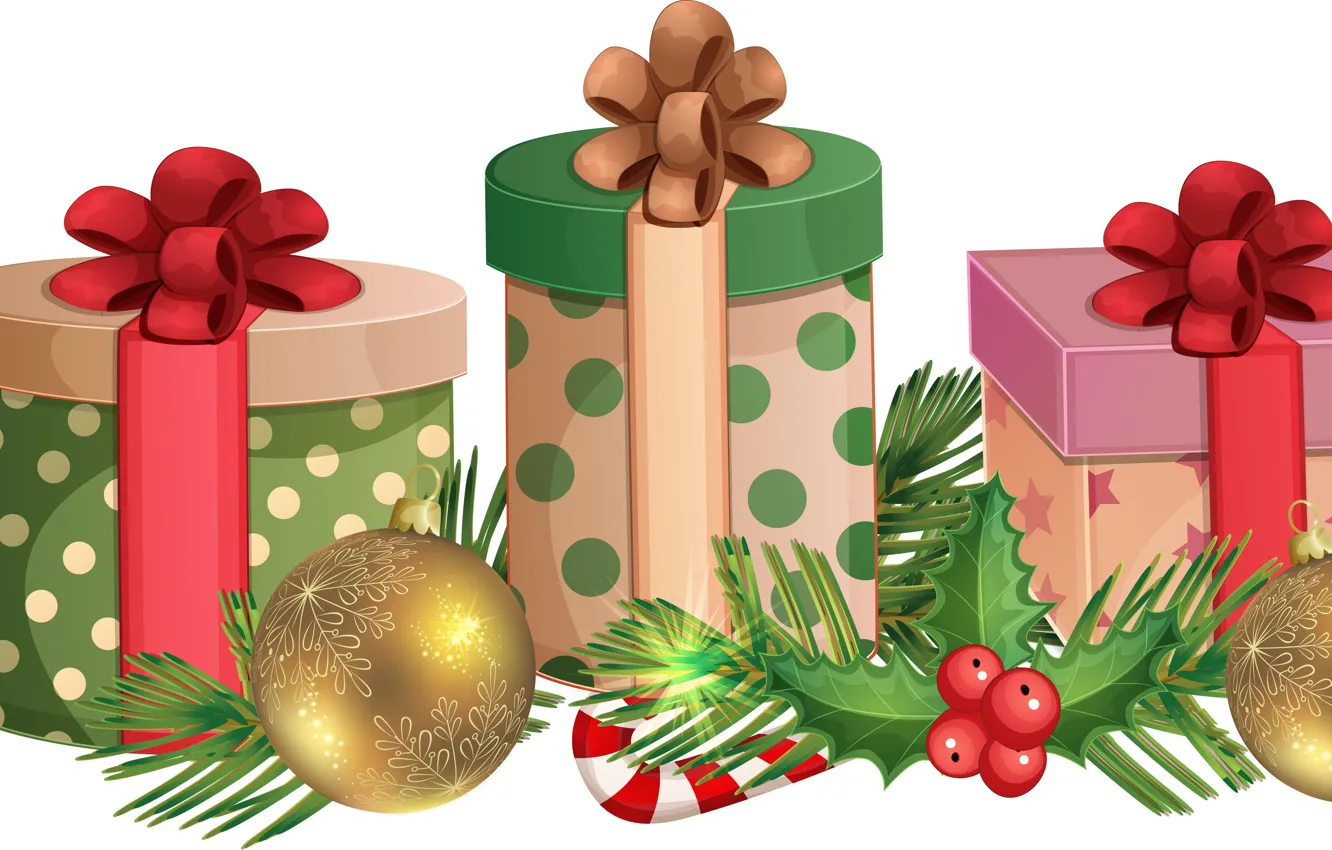 Photo wallpaper gift, new year, vector graphics