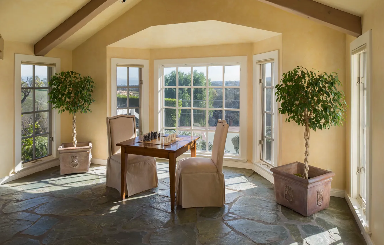 Photo wallpaper chess, villa, table, game room