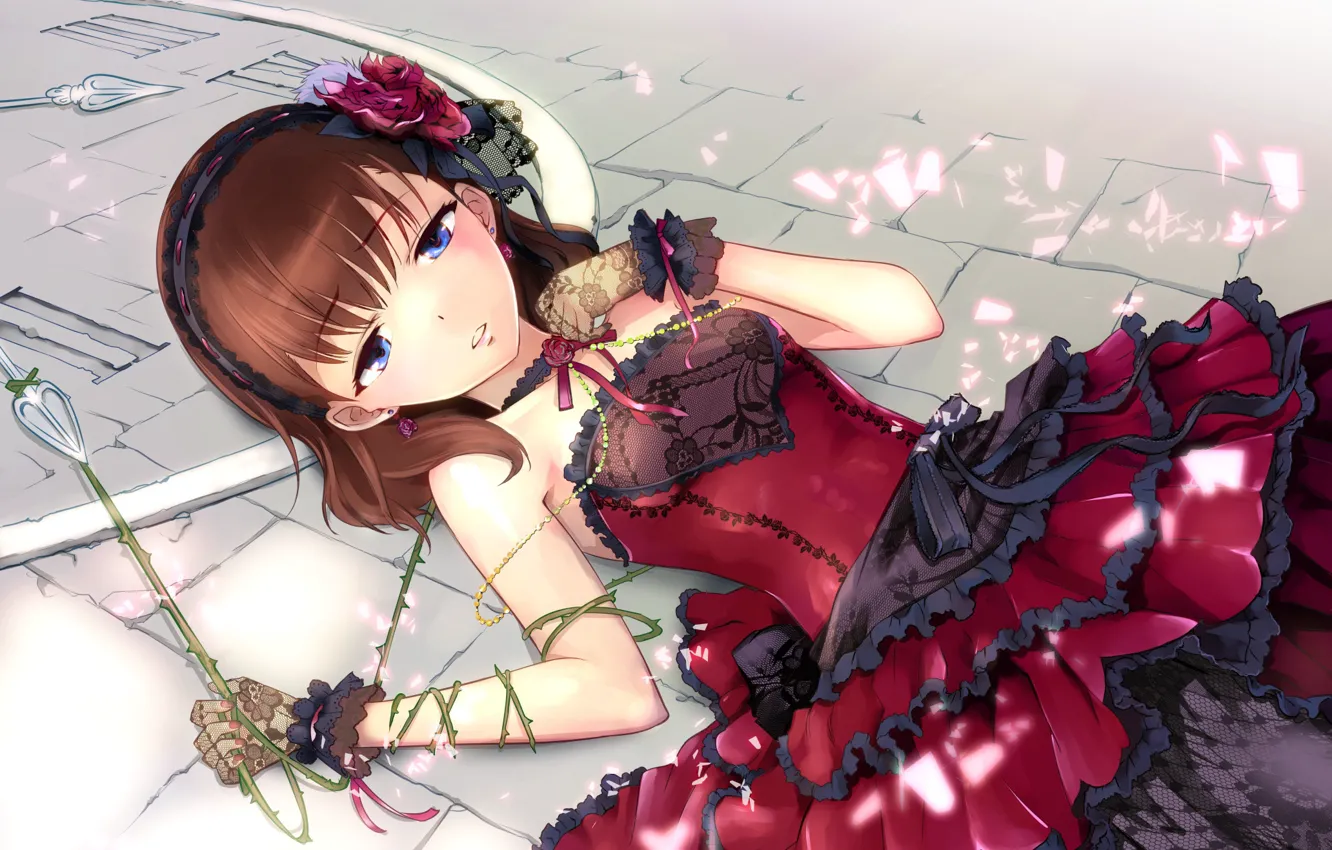 Photo wallpaper look, girl, dress, art, idolmaster