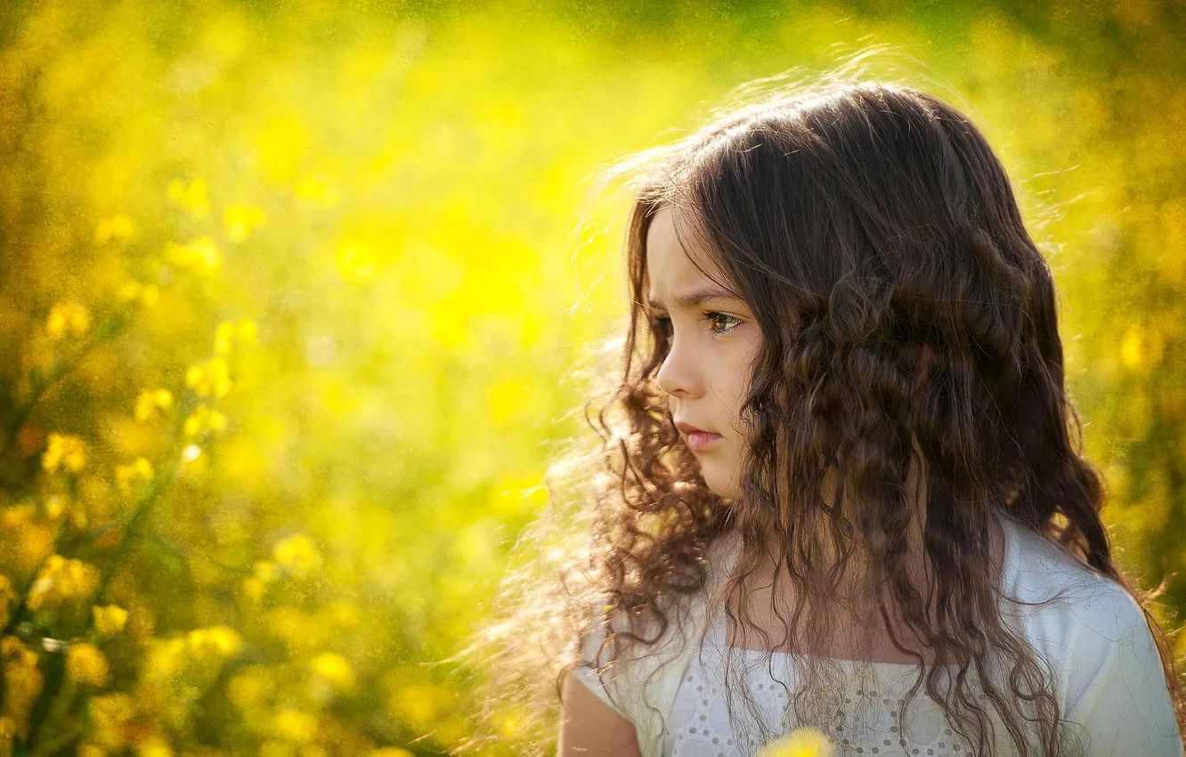 Photo wallpaper summer, flowers, nature, children, girl