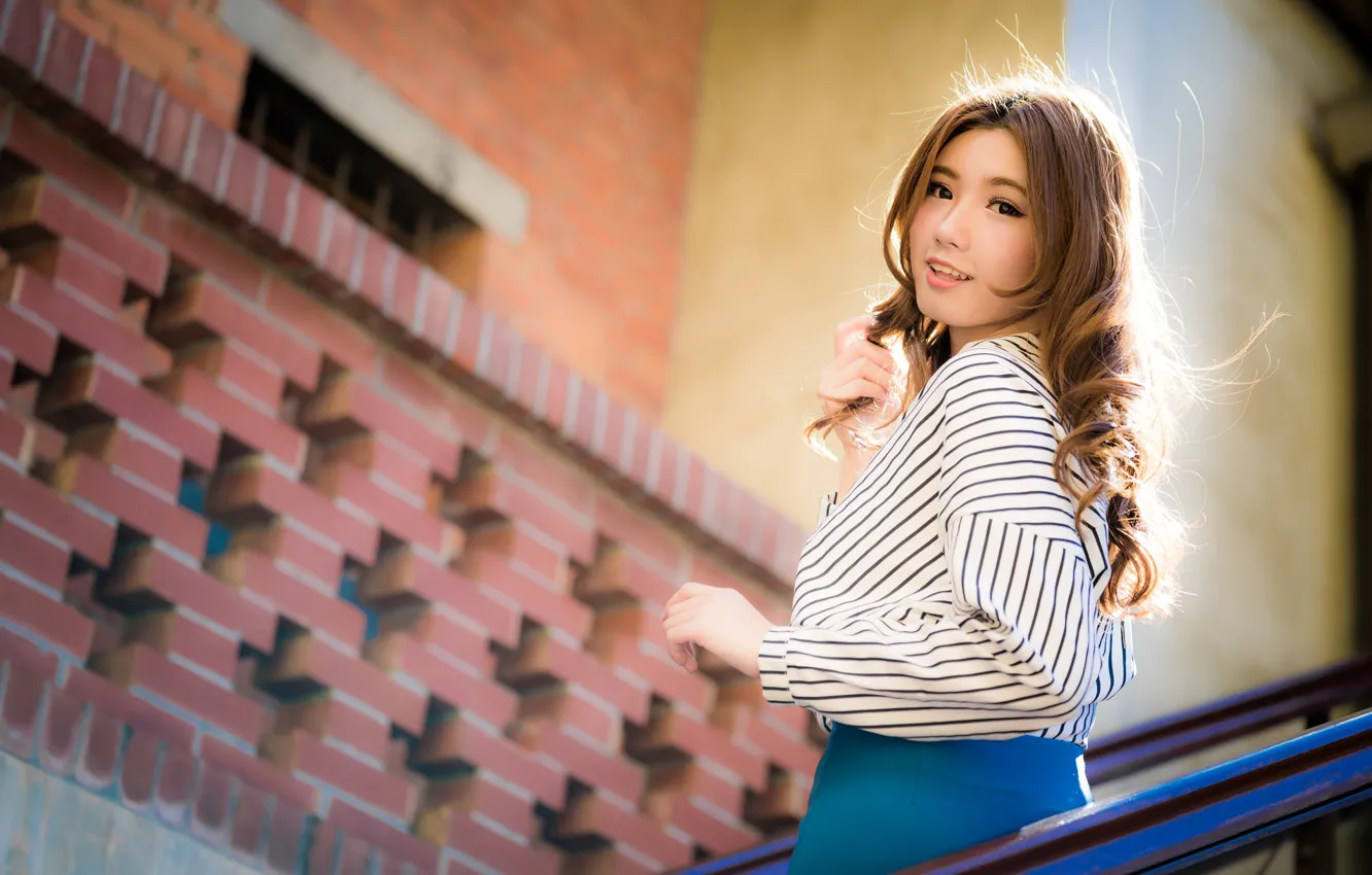 Photo wallpaper girl, Asian, cutie, bokeh