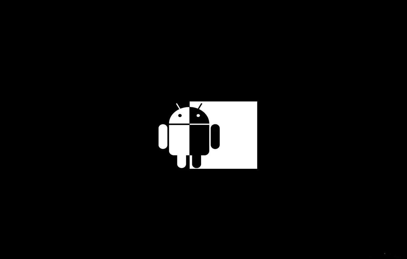 Photo wallpaper BACKGROUND, BLACK, ANDROID, ROBOT, ANDROID