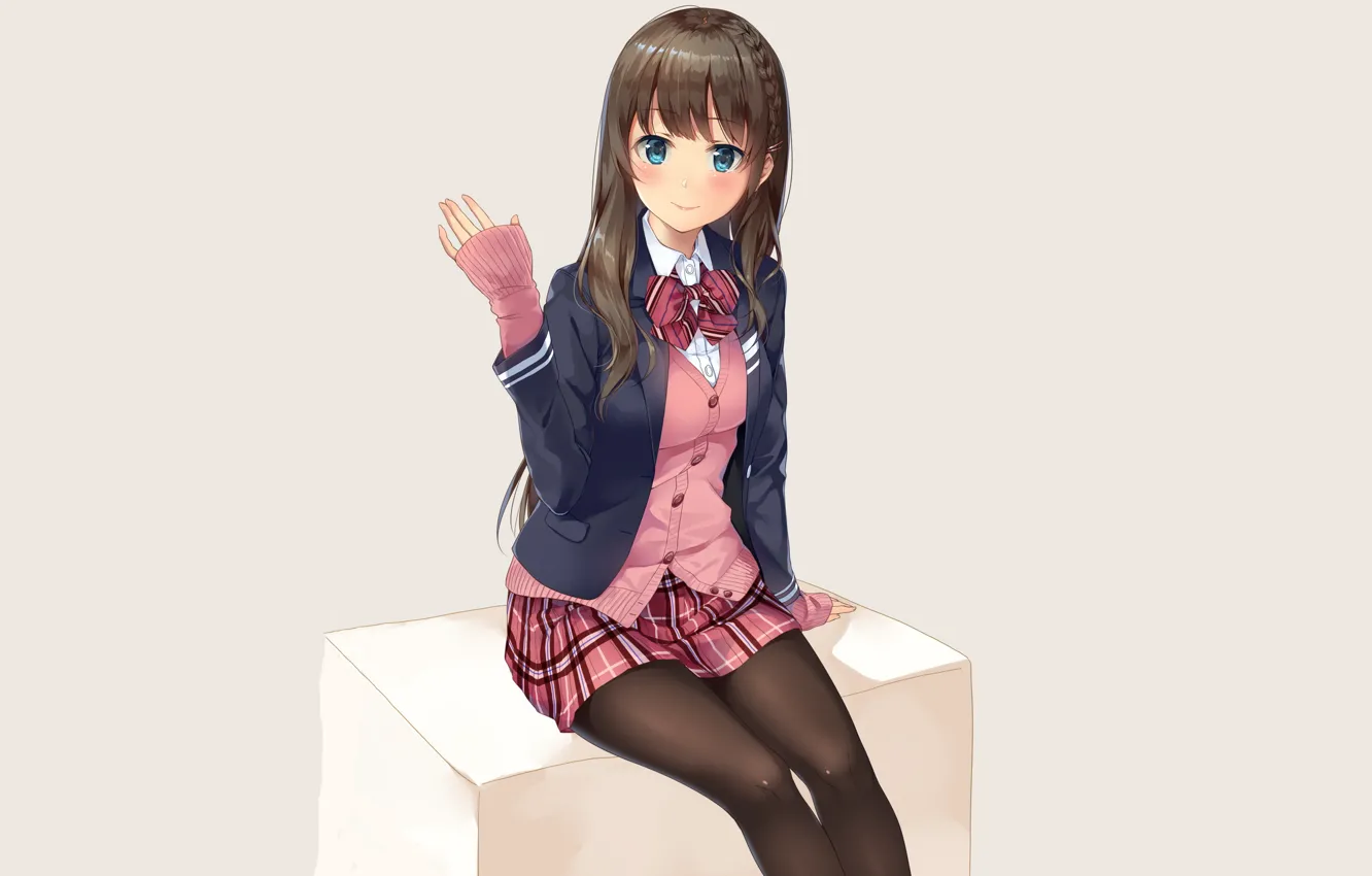 Photo wallpaper girl, background, sitting