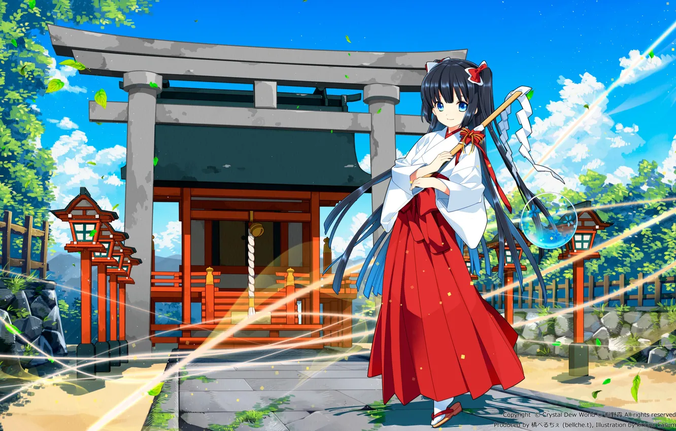 Photo wallpaper anime, software, mascot, sine nomine you shizuku, crystal disk info, crystal disk mark, miko, shrine