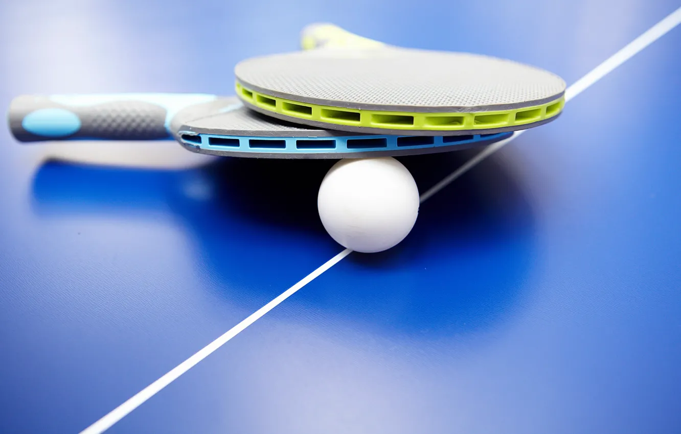 Photo wallpaper Table, tennis, ball, racquet, Table tennis