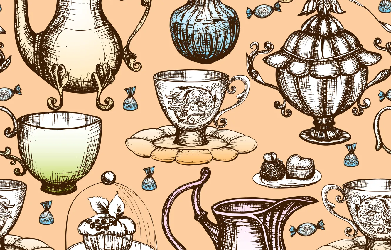 Photo wallpaper background, texture, dessert, pattern, seamless