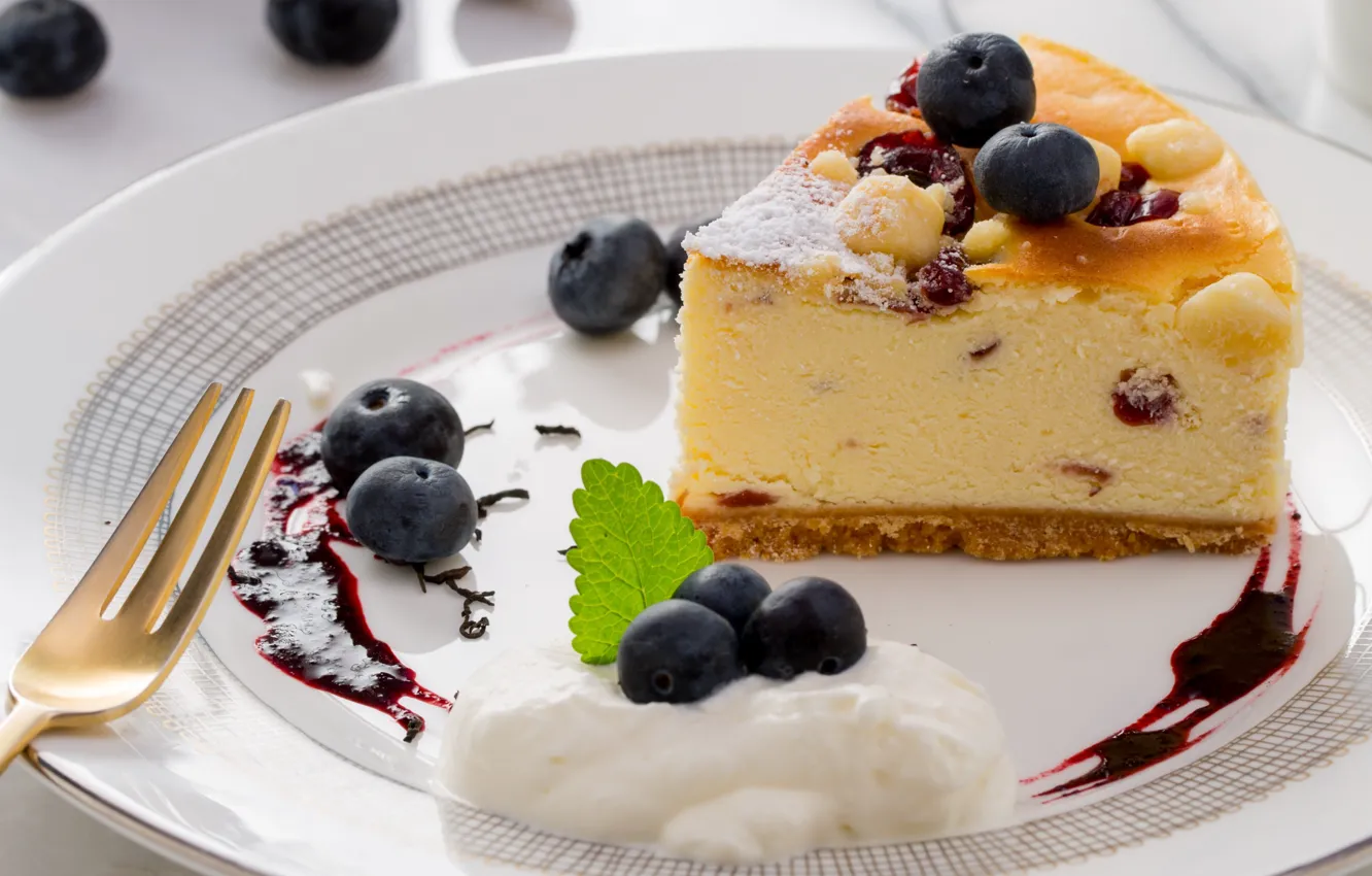 Photo wallpaper cake, dessert, blueberries
