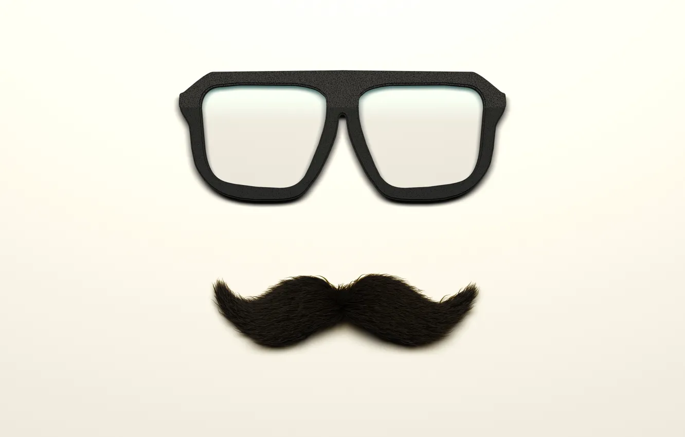 Photo wallpaper mustache, glasses, glass, moustache