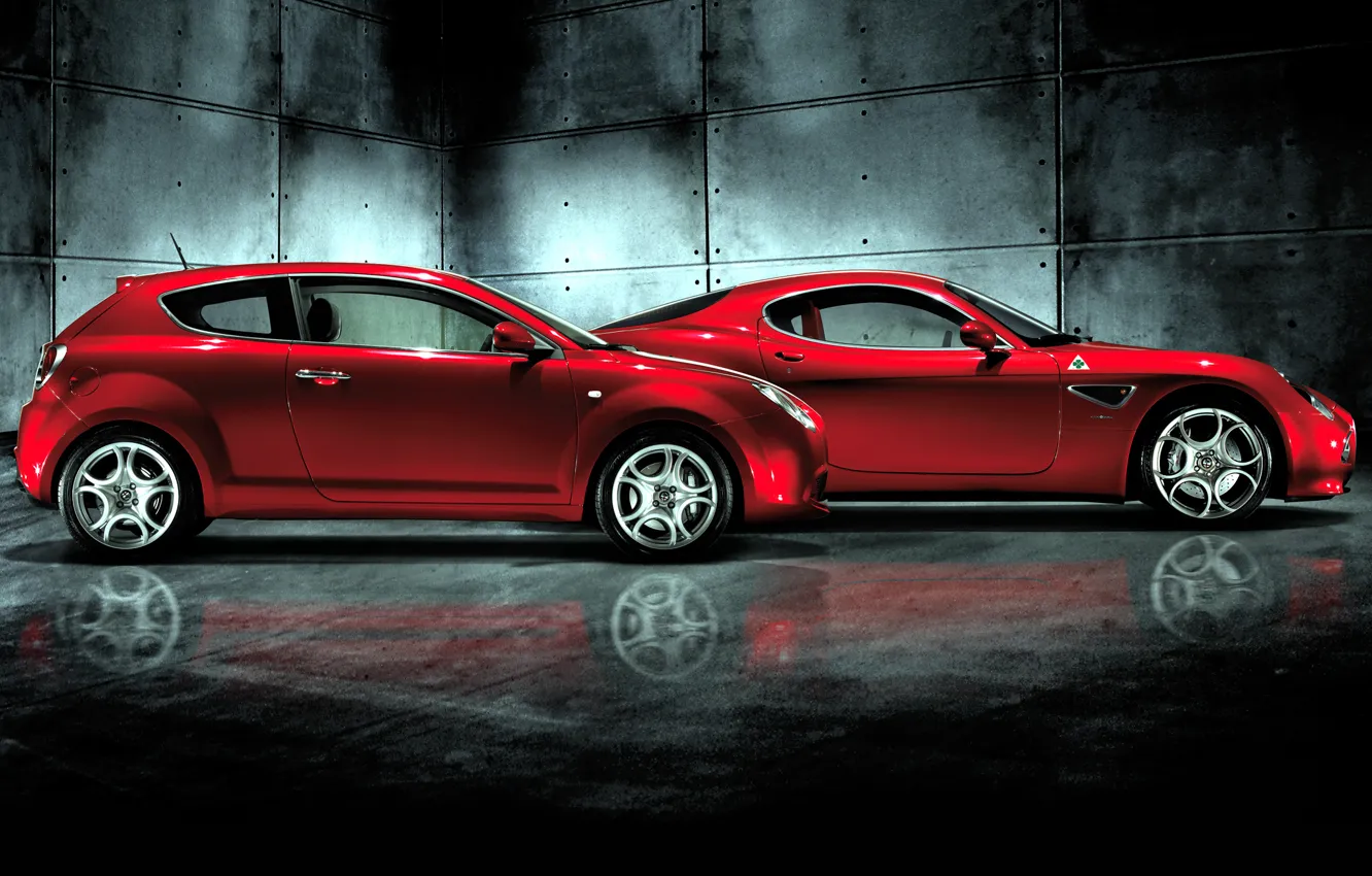 Photo wallpaper Alfa Romeo, red, mixed