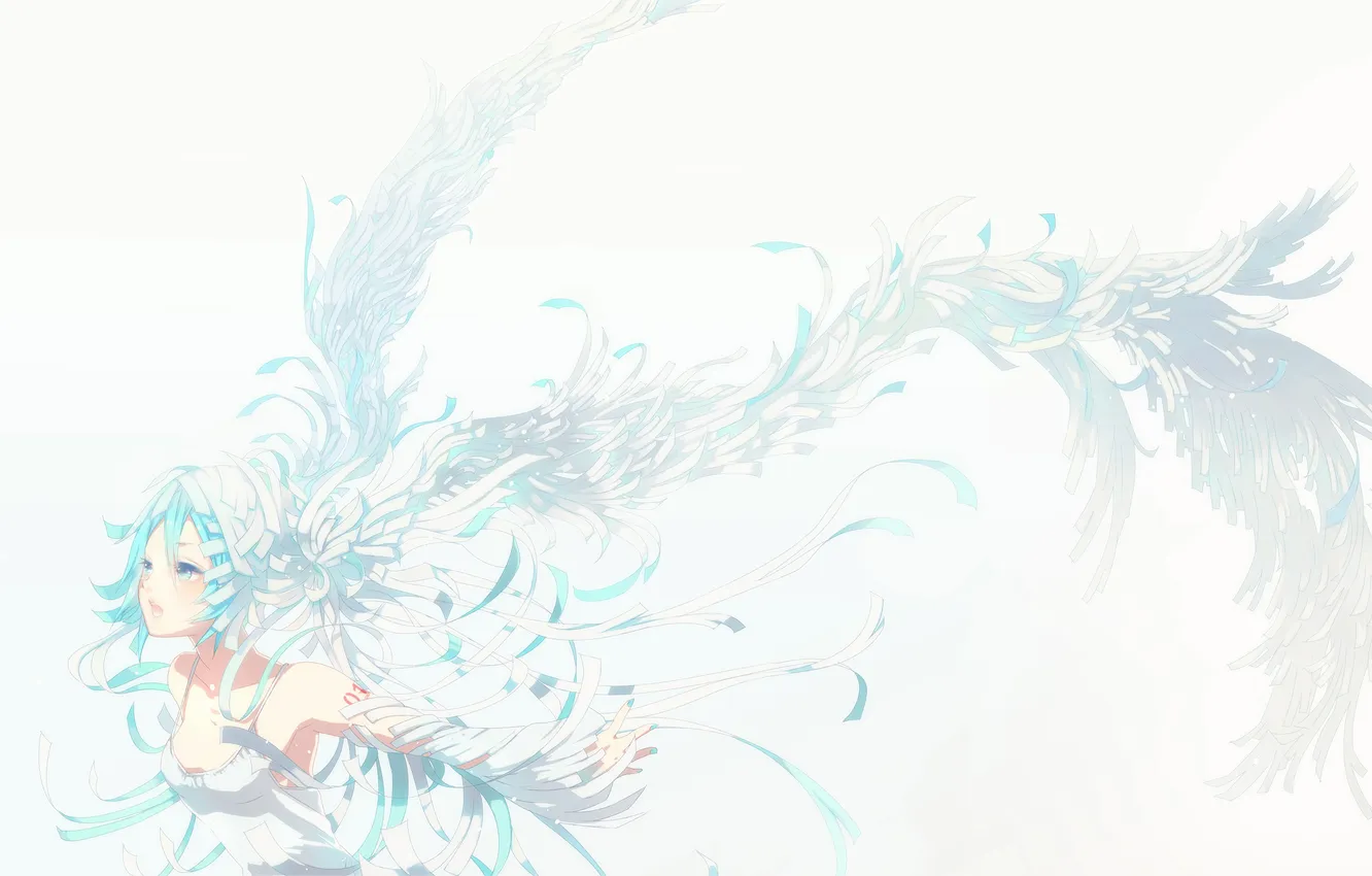 Photo wallpaper girl, wings, art, tattoo, vocaloid, hatsune miku, Vocaloid, bandages