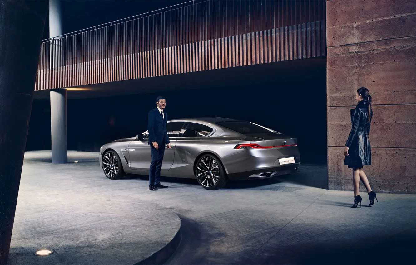 Photo wallpaper girl, background, BMW, coupe, BMW, the concept, male, rear view