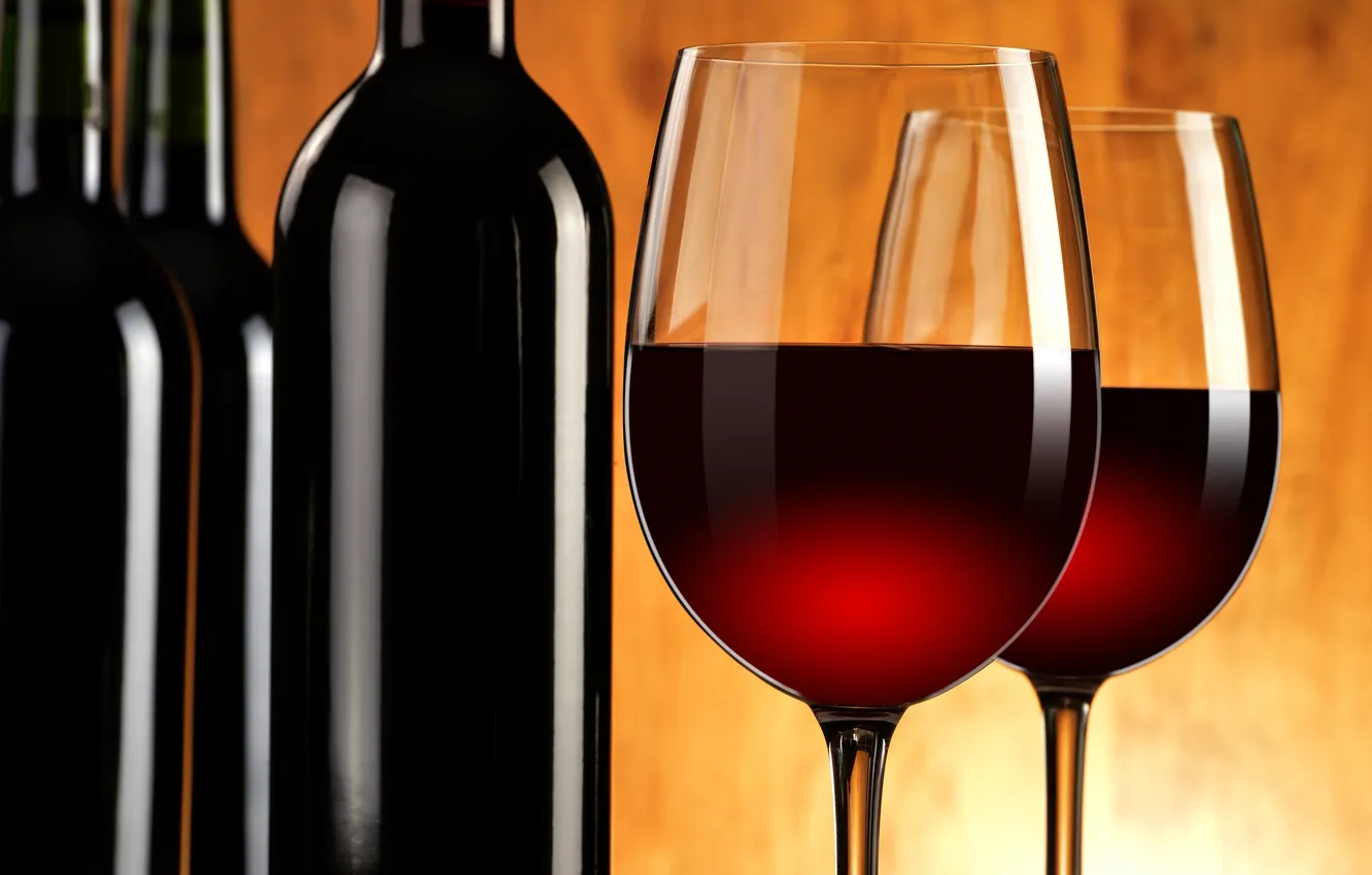 Photo wallpaper red, background, wine, glass, bottle