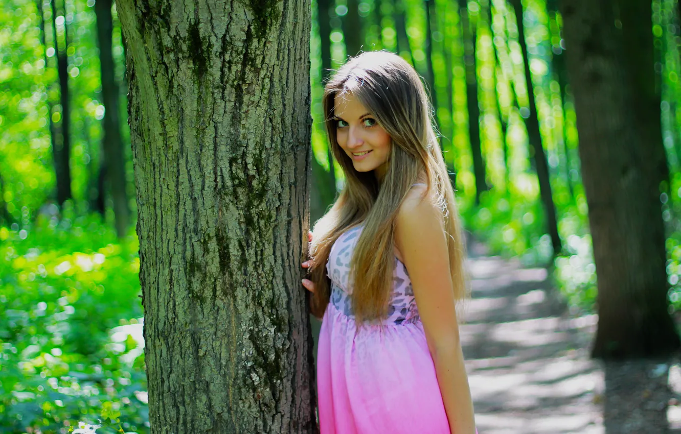 Photo wallpaper summer, girl, the sun, nature, girl, summer, forest, nature