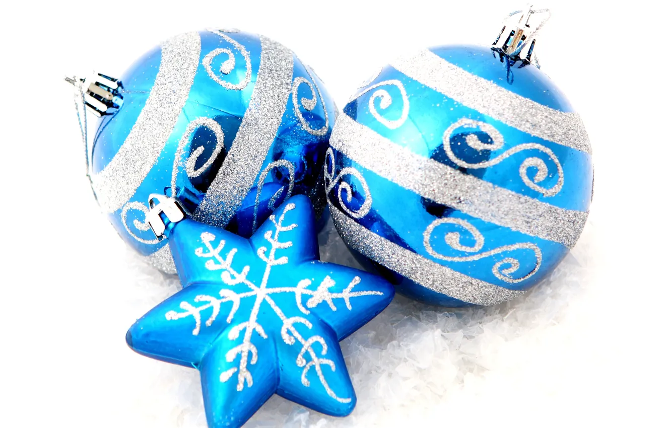 Photo wallpaper balls, snowflake, asterisk, Christmas decorations