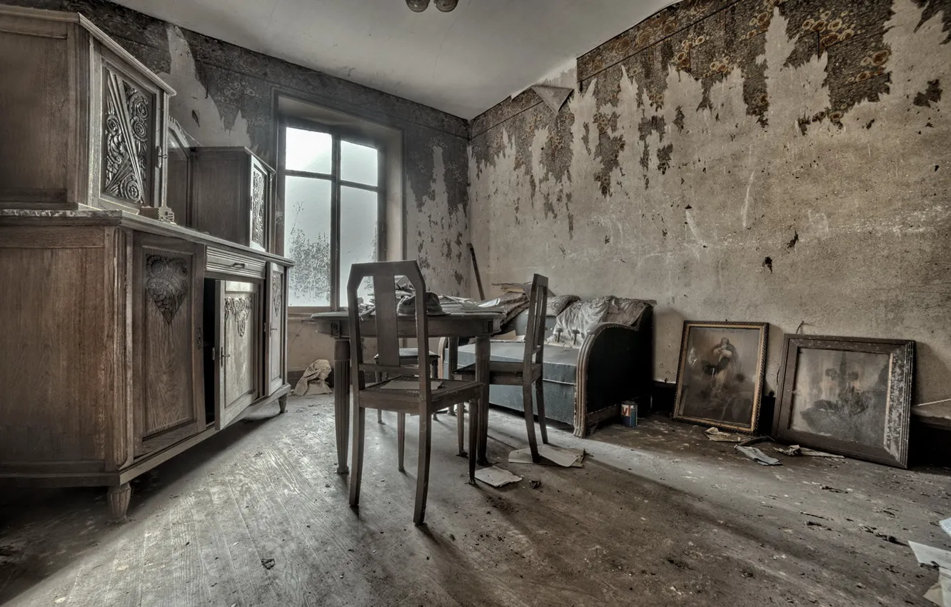Photo wallpaper table, room, window, chair