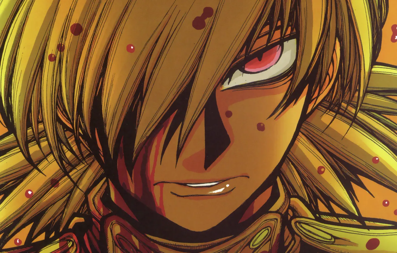 Photo wallpaper blood, spot, hatred, Hellsing, red eyes, Hellsing, blood spatter, evil eye