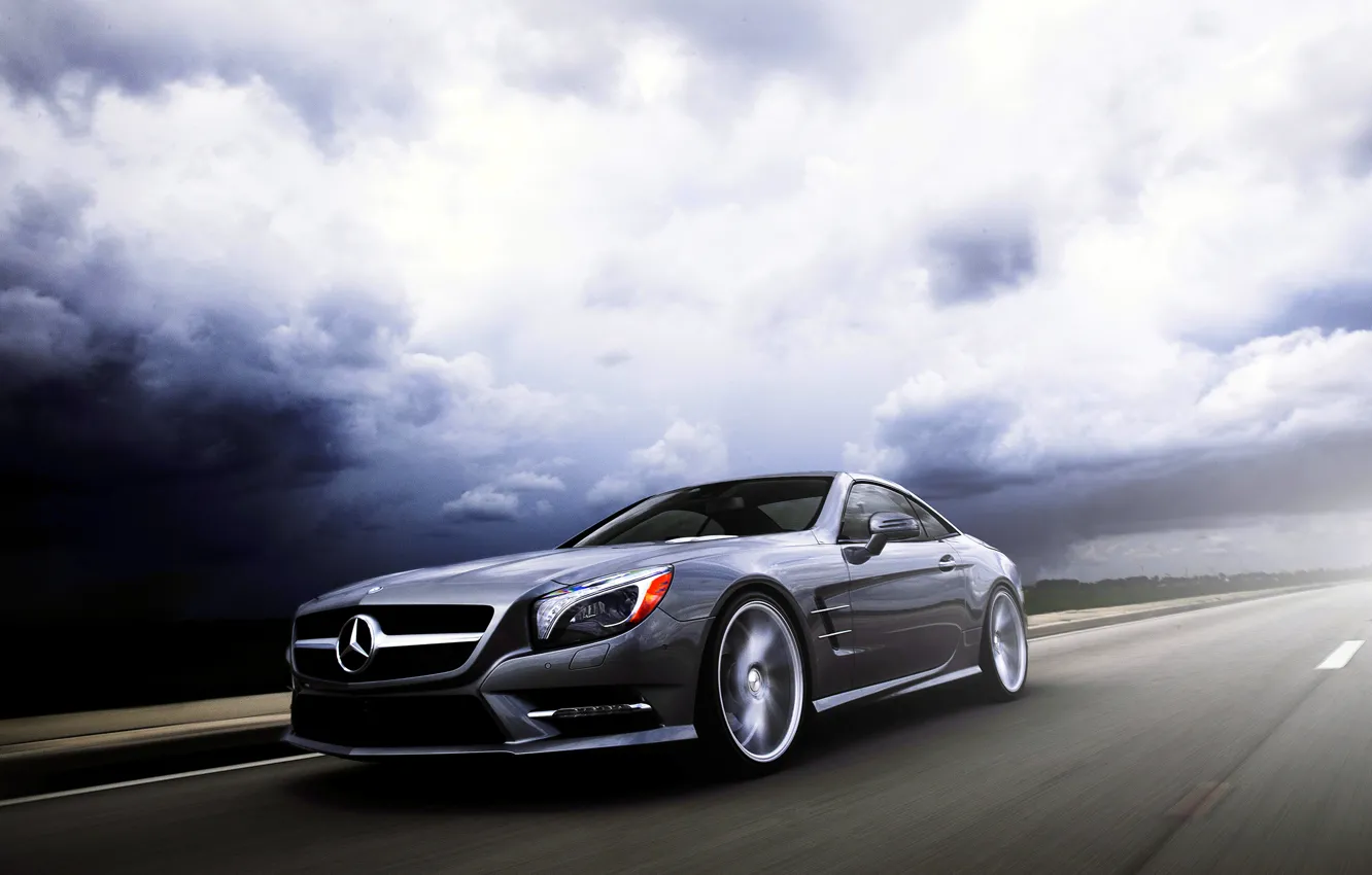 Photo wallpaper Mercedes-Benz, SL-class, silvery, SL 550, frontside