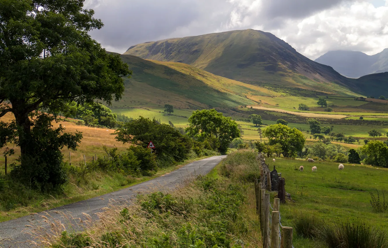 Wallpaper road, the sky, clouds, mountains, tree for mobile and desktop ...