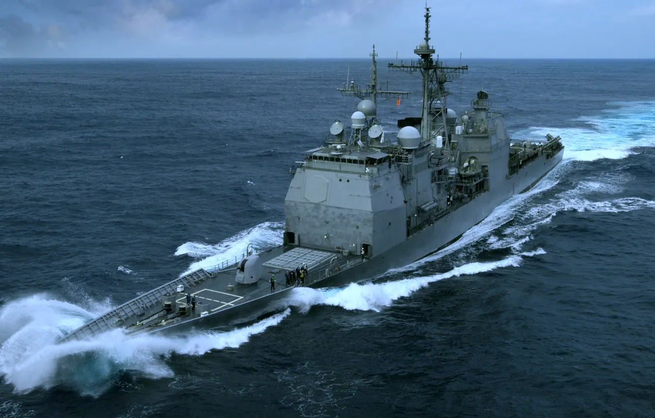 Photo wallpaper cruiser, rocket, USS Chancellorsville, CG62