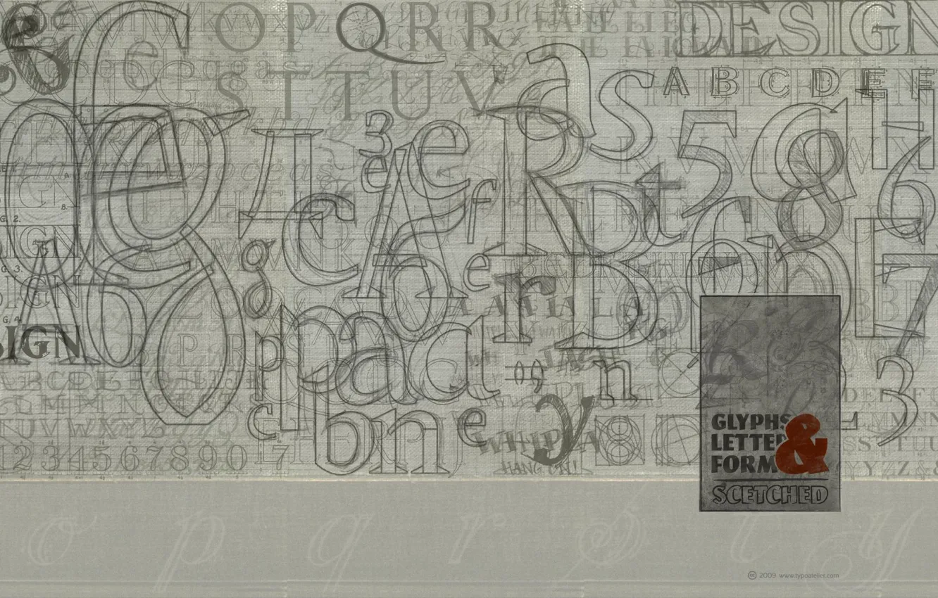 Photo wallpaper letters, sketch, alphabet