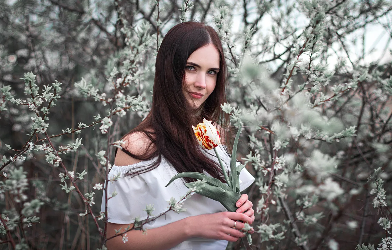 Photo wallpaper flower, look, Girl, Ivan Shcheglov